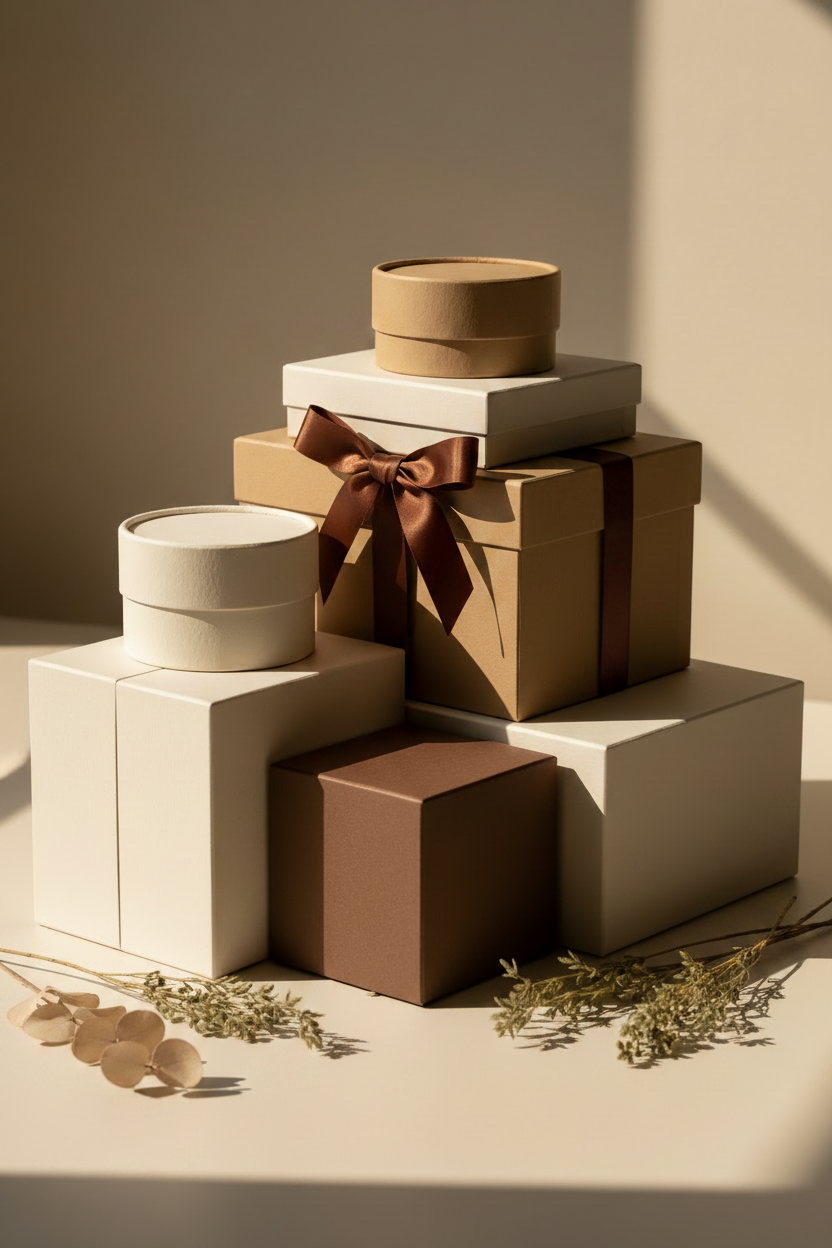 Luxury pet packaging with bow and plants
